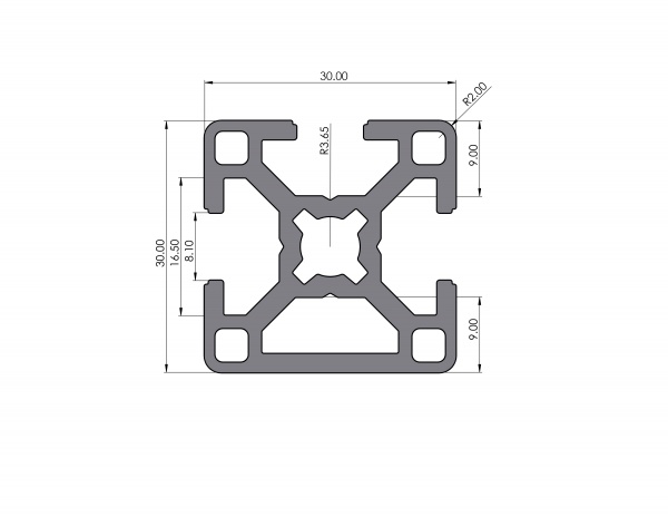 Aluminium profile 30x30 groove 8 B-type 1N